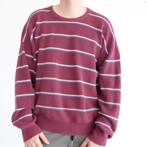 VTG 90's Scott's Sarnia by Alan Paine 100% Cotton Maroon & Pink Crewneck Sweater